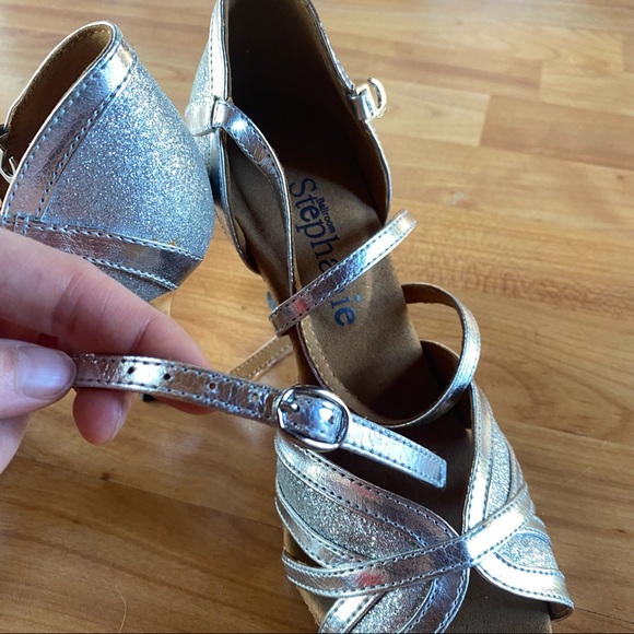 Silver Metallic & Sparkle Ballroom Heels - Picture 6 of 9